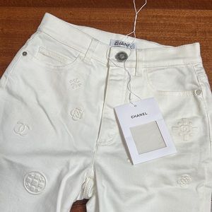 Chanel White 3D Jeans